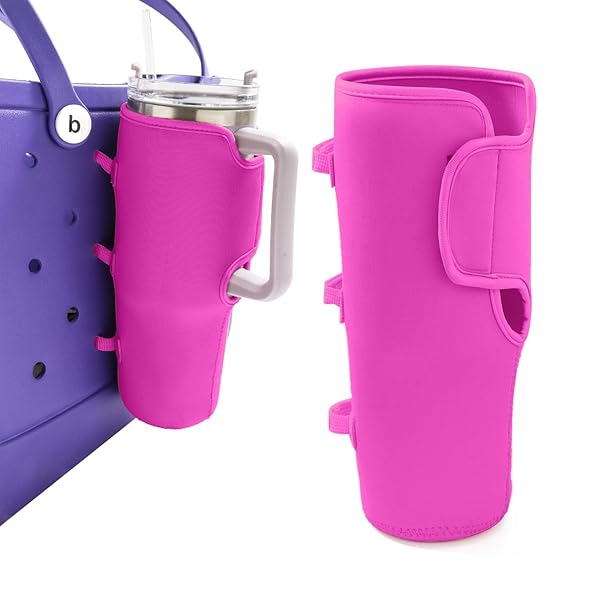 Bogg Bag Cup Holder for Stanley Cup Holder 40 oz Water Bottle Holder Adjustable Drink Organizer Accessories Compatible with All Bogg Bag and Simple Modern Beach Tote (Rose Red)