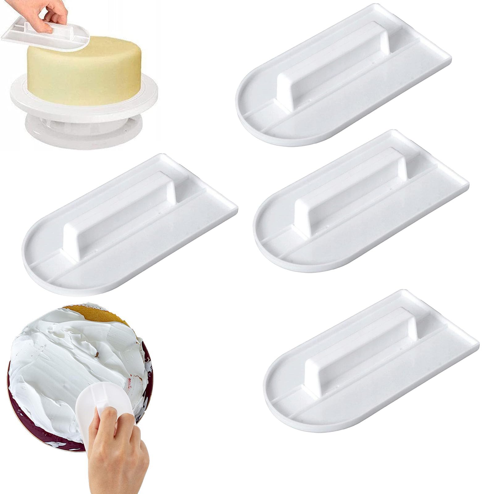 TERRIFIFondant Cake Smoother Polisher, 2 Pcs Cake Scraper, Cake Smoother, Cake Icing Scraper Smoother Tool Set for Bread Dough Cake Fondant Icing