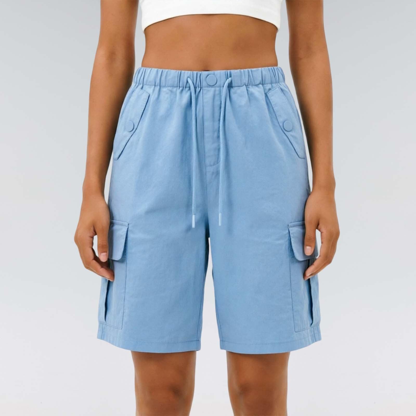 Pantalones Cortos Cargo Informales para Mujer con Cintura Ajustable y Bolsillos Laterales Ideales para Actividades Diarias en Verano