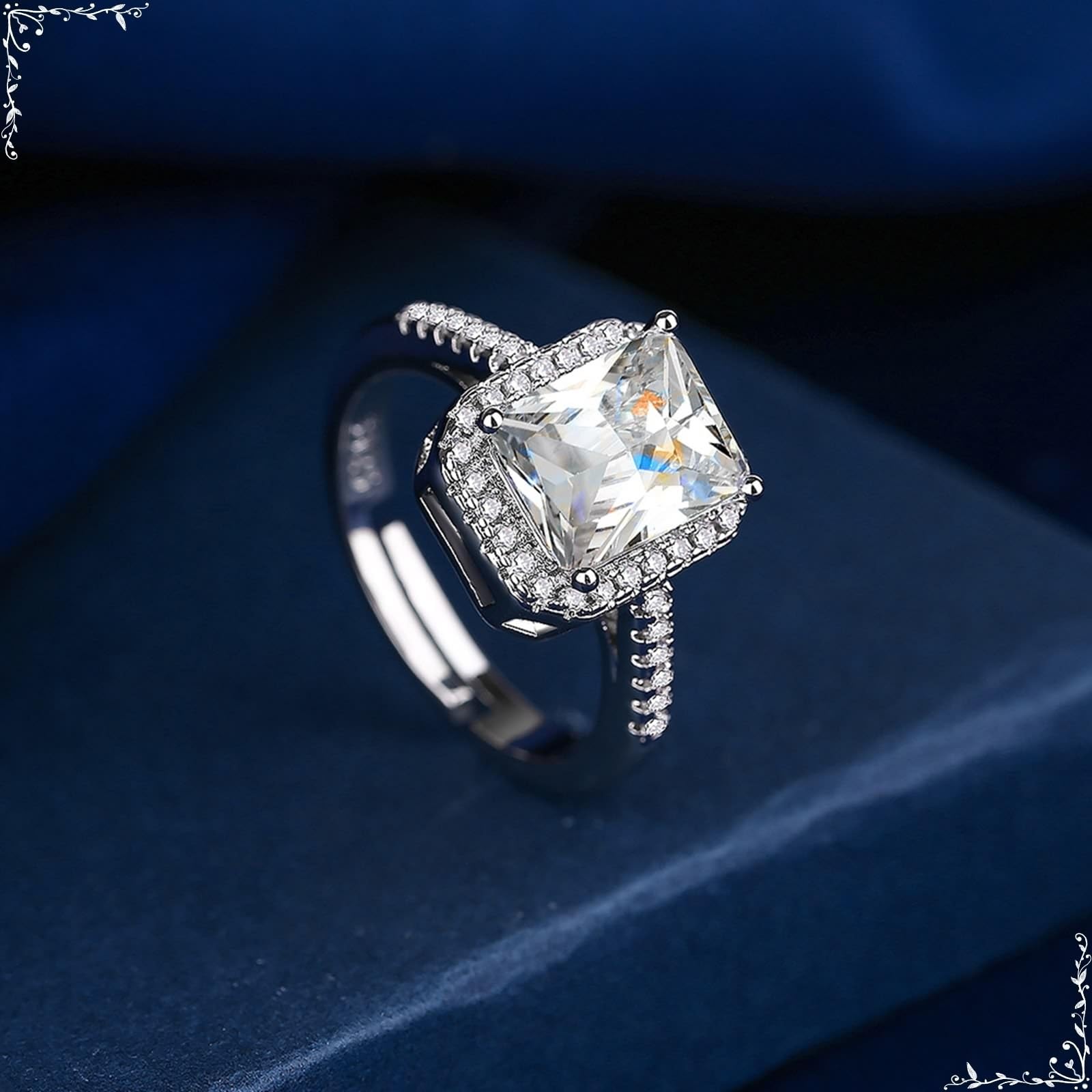 Damskie obrączki ślubne 14K białe złoto obrączka Moissanite 4 zęby z cyrkoniami rozmiar H 1/2 moda dla pań biżuteria koktajlowa