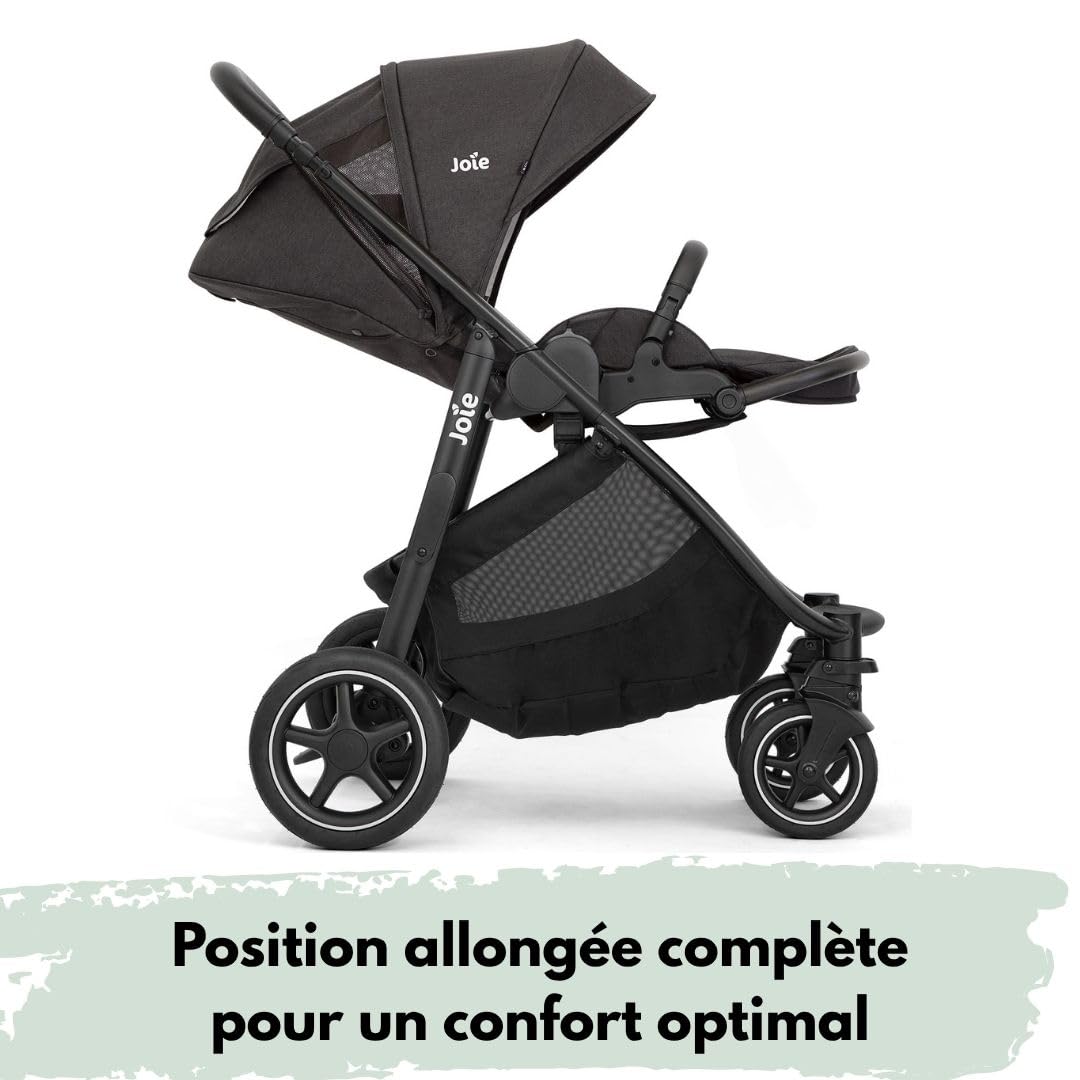Joie Versatrax Poussette Bébé Réversible jusqu'à 22 kg - Shale | Dès la naissance, position allongée, pliage une main, inclus habillage pluie, adaptateurs et pack accessoires XXL
