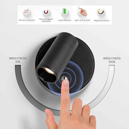 Miniatura 4 de Luzden Antorcha de carga tipo C, luz nocturna, luces LED de lectura, ajuste de brillo, rotación magnética de 350, control táctil, lámparas para