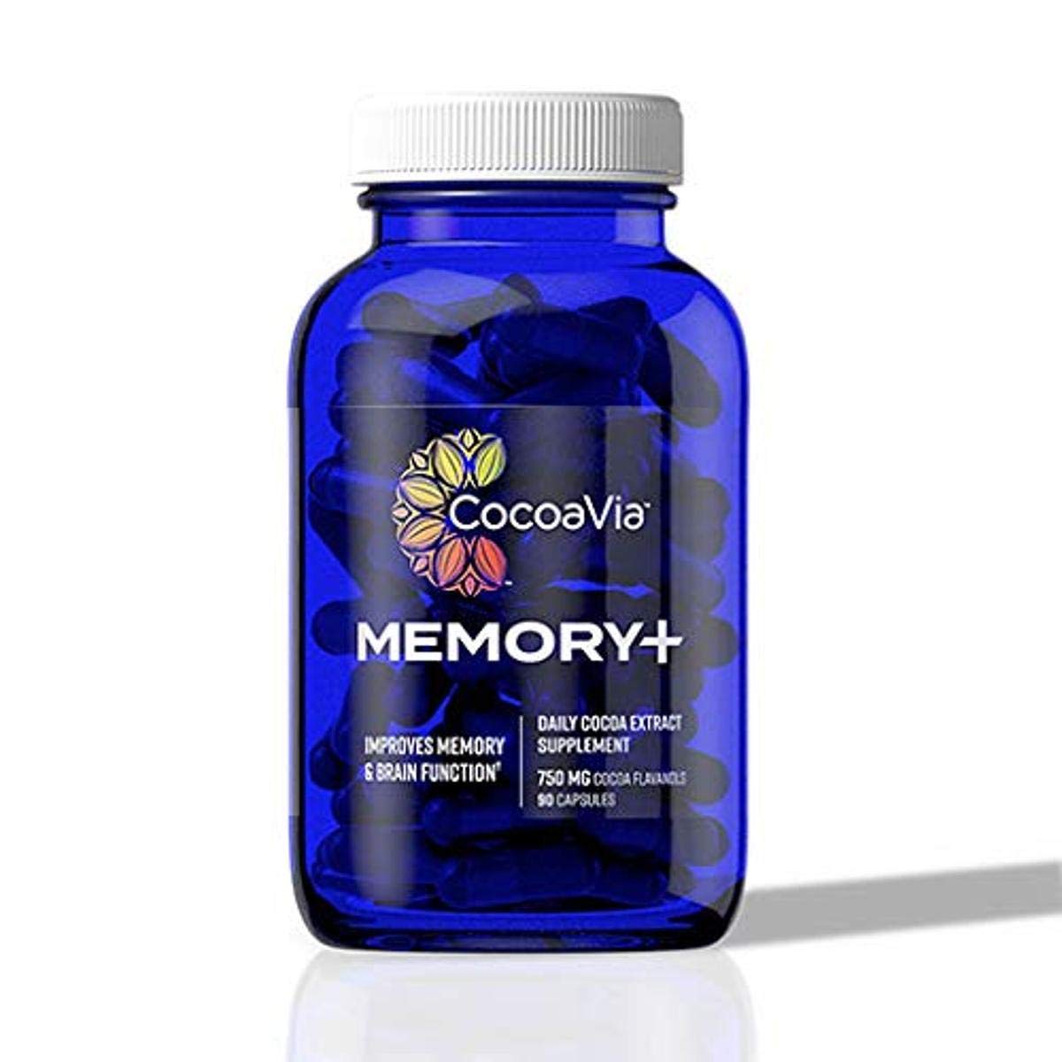 Memory+ Brain Supplement, Clinically Proven Memory and Brain Booster, Plant Based Supplement, Sugar Free, Gluten Free, Vegan, 750 mg Cocoa Flavanols Capsules, 30 Day Supply
