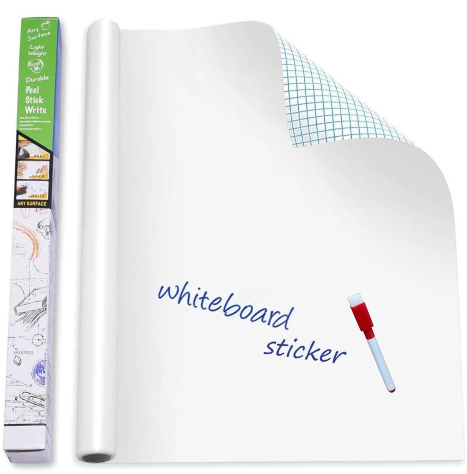 Whiteborad Wall Sticker Self Adhesive Removable Wallpaper with for School Office College (60x200 CM, White)-image-15
