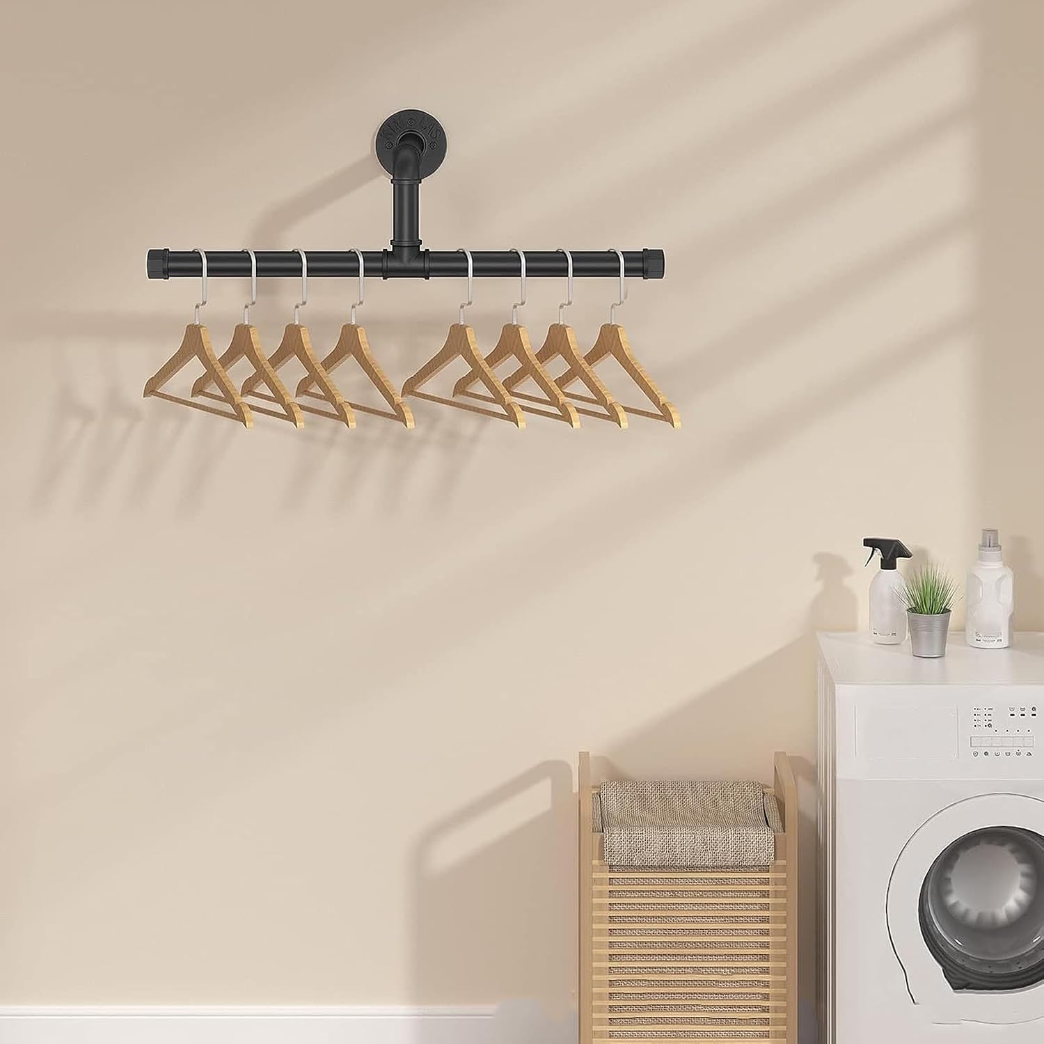 Space Saving Wall Mounted Metal Clothes Hanger, Heavy Duty Garment Storage Organizer for Coat, Hat, Bag, Home Bedroom Entryway