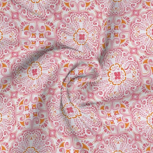 Image of Livspace Cotton Super King Size Bedsheet for Double Bed | 108 inch X 108 inch | 144 TC Flat Cotton Bedsheet with 2 Pillow Covers, Soft & Breathable, Bello Pure Nest Collection (Pink)