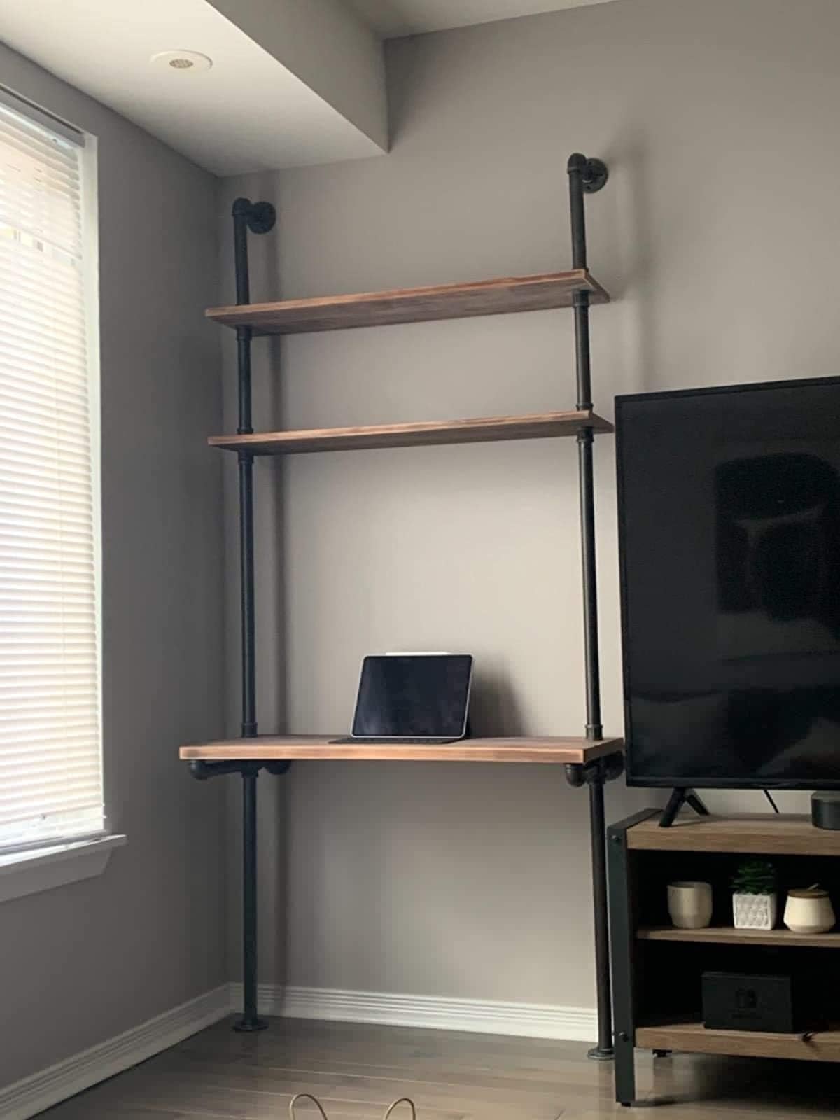 Escritorio De 120 Cm Con 2 Cajones Gancho Para Colgar Y Estante Mesa Escritorio Industrial Para Dormitorio Estudio Y Oficina Marrón