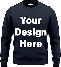 Unisex Customised Sweatshirt | Design Your Own Winter Pullover | Personalised Cotton Fleece Round Neck Sweatshirt for Men | Print Your Name, Logo or Text
