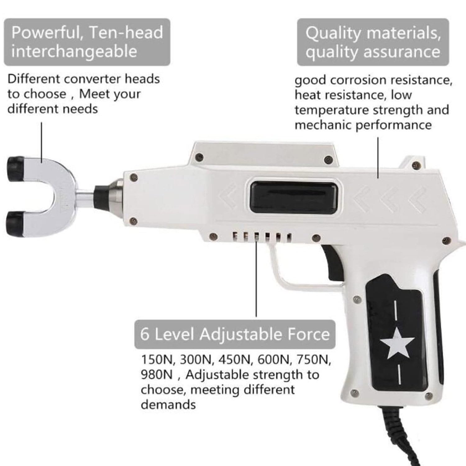 Pistolet de massage électrique à 6 vitesses Activateur de chiropracteur électrique pour la colonne vertébrale Masseur Outil de réglage chiropratique, portatif Masseurs électriques,Gold