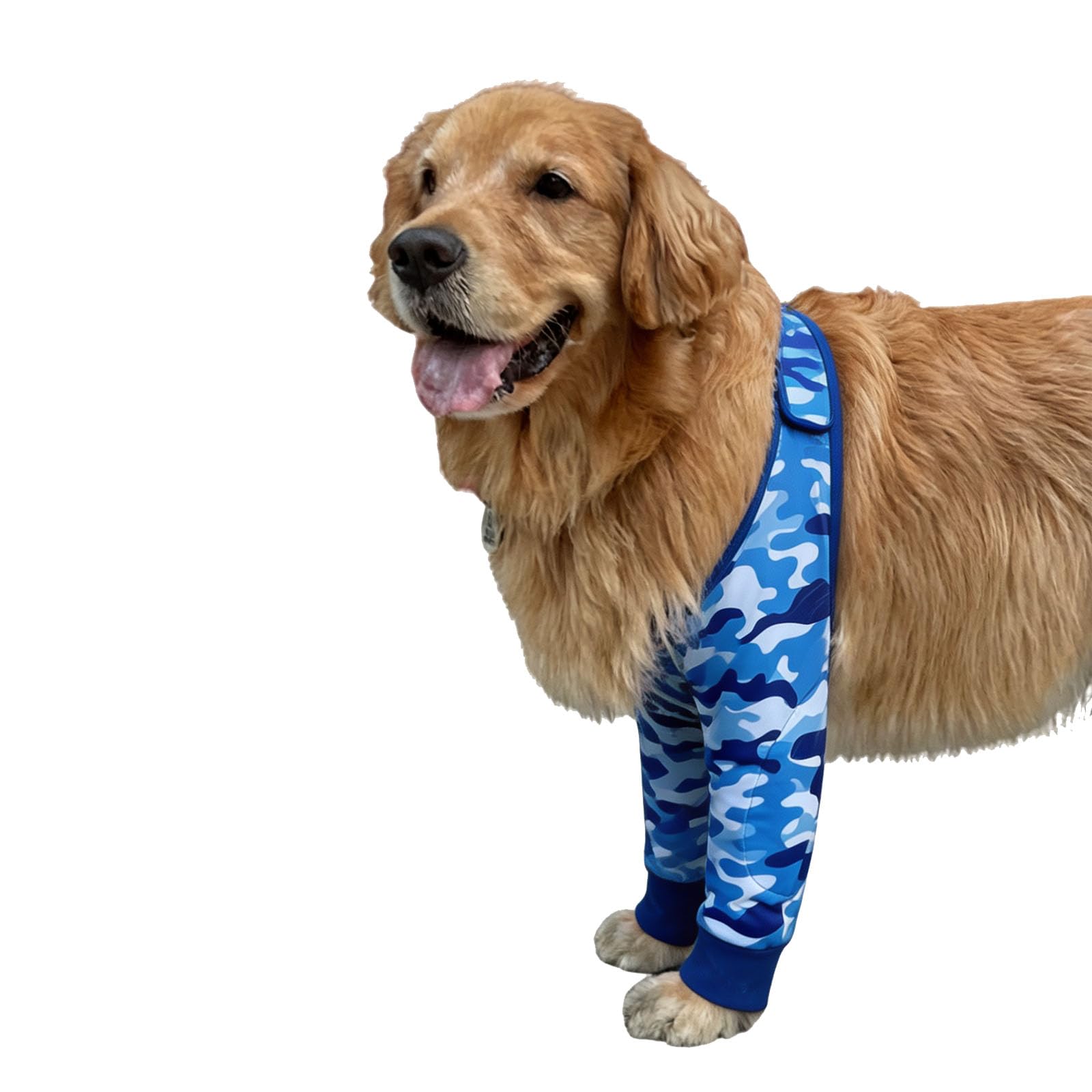 HDKUW Dog Elbow Protector for Calluses, Dog Joint Recovery Sleeve for Prevent Licking Wound, Elbow Sleeves with Mesh Pad for Medium Large Dogs (Blue Camouflage, L)