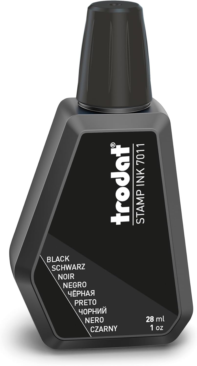 Trodat 7011 Stamp Pad Ink, 28ml, Black – for use with Trodat Stamp Pads 9051, 9072, 9052 and 9053