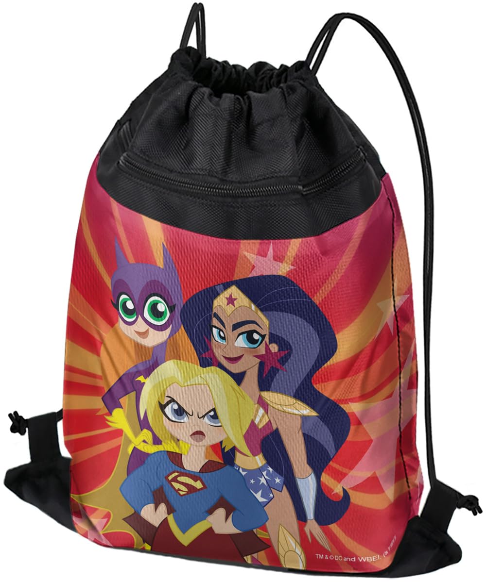 LOGOVISION DC Super Hero Girls Girl Group Drawstring Backpack Sports Bag Sackpack 17