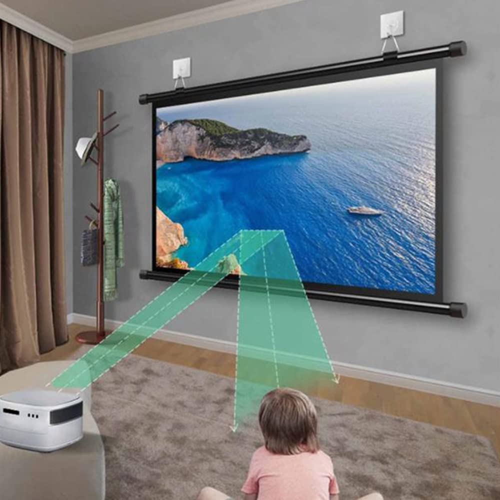 Schermo Per Proiettore 60 Pollici 16:9 Telo Proiettore Schermo Film Home Theater Schermo Da Proiezione HD Telo Di Proiezione Avvolgibile Manuale Per Interni Ed Esterni - Montaggio A Muro(60"(4