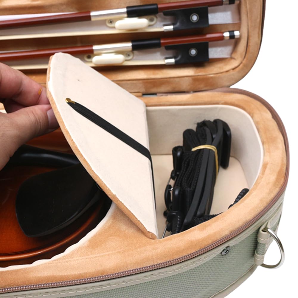 Estuche para violín 4/4 de tamaño Completo de Nailon Oxford Caja Ligera Correas de Hombro Ajustables Bolsa de violín de Viaje (Verde Guisante)