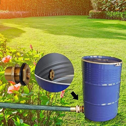 Hourleey Solid Brass Bulkhead Fitting, 1/2" Female 3/4" Male GHT Solid Brass Water Tank Connector Theaded with Rubber Ring, 4 Set