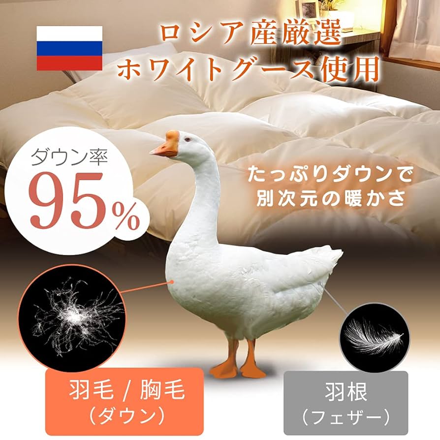 Amazon｜アイリスプラザ 羽毛布団 シングル ロシア産 ホワイト