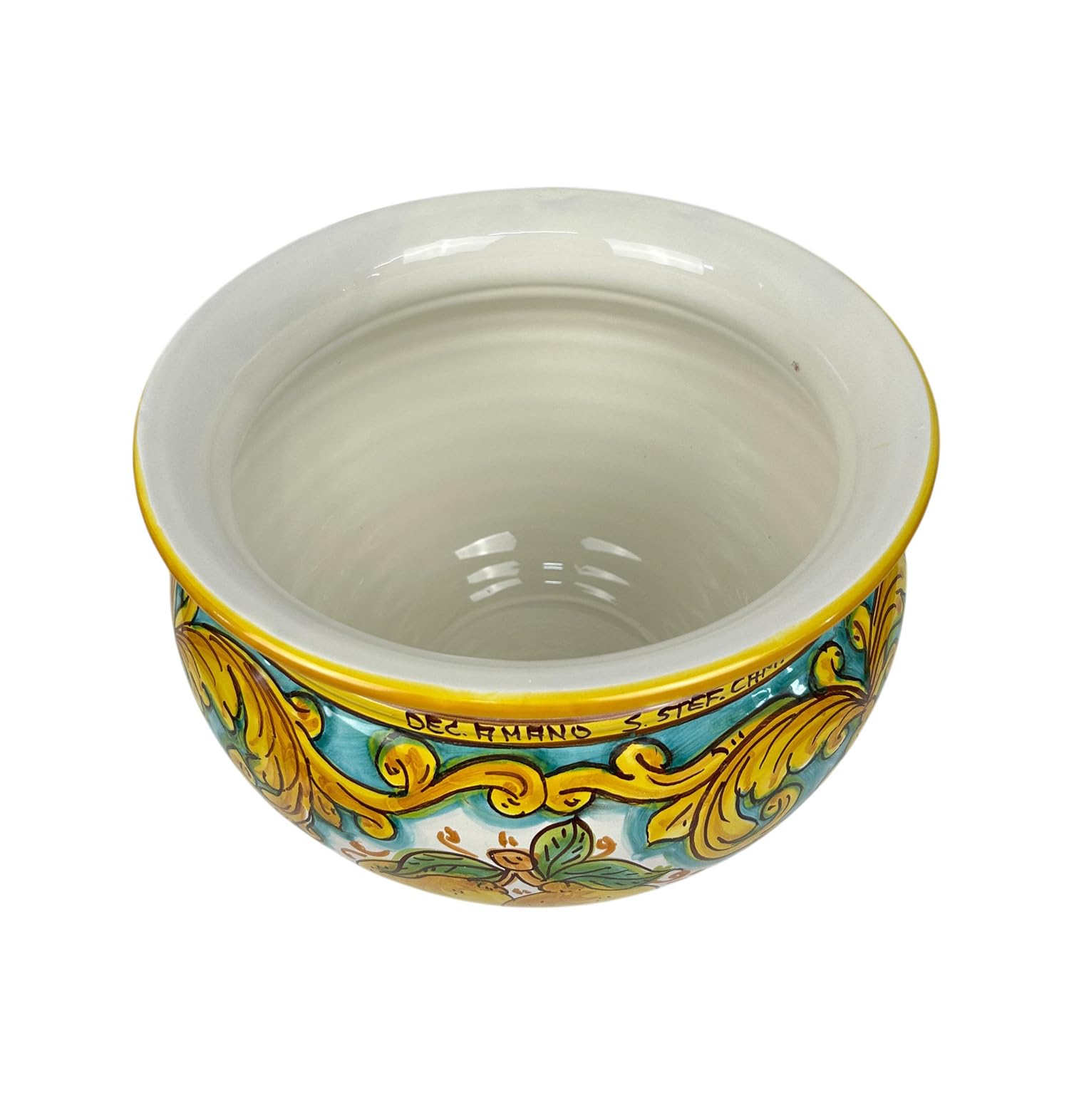 Cachepot Vaso in Ceramica siciliana Realizzato e Decorato a Mano Santo Stefano di Camastra Art. Limoni D 28