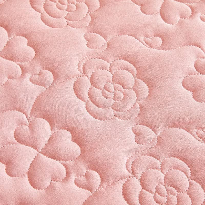 Miniatura 9 de 2 Pieces Quilted Brocade Cotton Pillowcases Ruffles Pillow Covers, 18 x 29 Inch, Pink