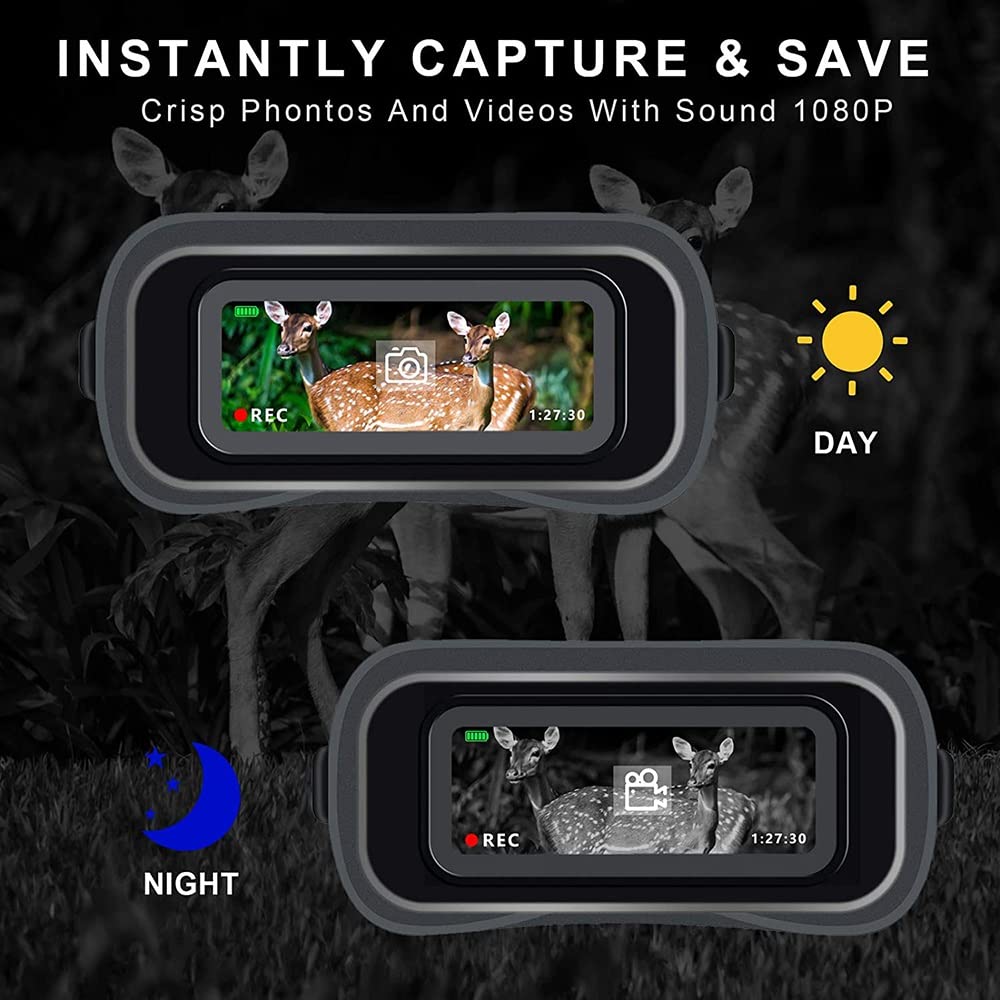 Digital Night Vision Binoculars, Take Photo & 980P Video, 400m/1312ft in Total Darkness, for Adults Spy Hunting Military