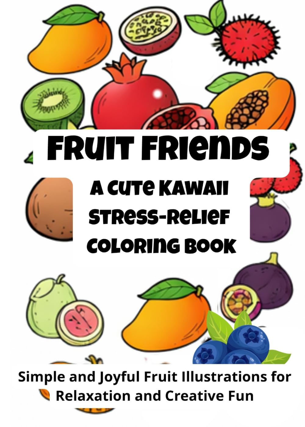 Fruit Friends A Cute Kawaii Stress-Relief Coloring Book: Simple and Joyful Fruit Illustrations for Relaxation and Creative Fun