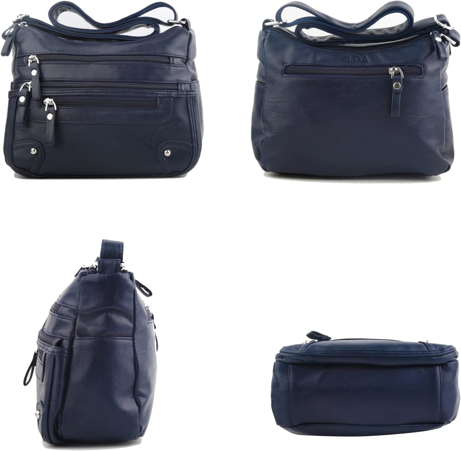 ELDA 10 Pockets Crossbody Purses for Women Medium Pocketbooks Lightweight Ladies Satchel Bag Multi Pocket Shoulder Handbag - Image 3