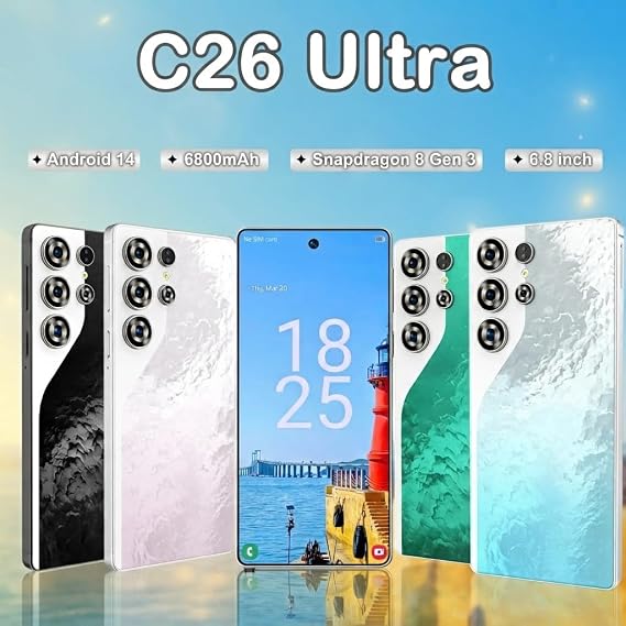 C26 Ultra Unlocked 5G Smartphone, 8GB+256GB, 6.8 Display-Black