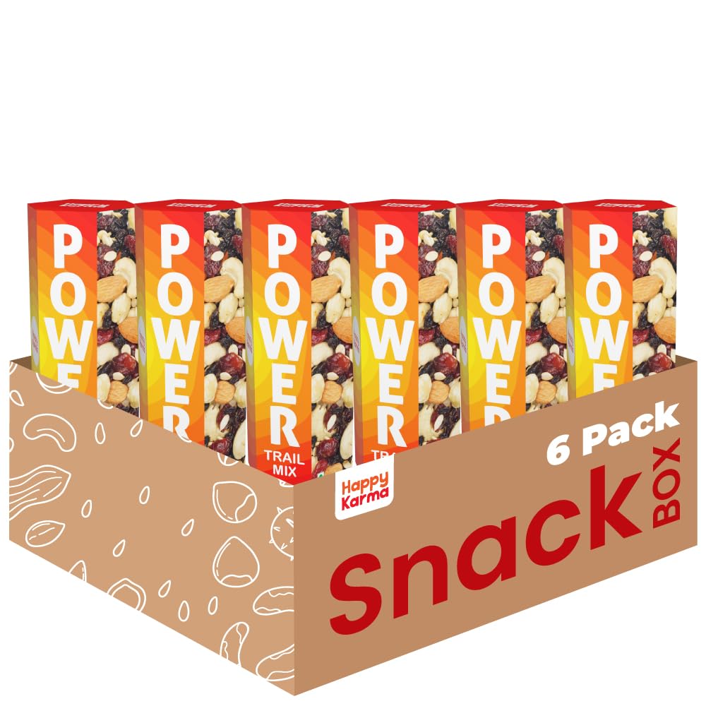 Happy Karma Power Dry Fruit Trail Mix - Pack of 6 (30g each) |Healthy Snacks | Roasted Nuts and Seeds | Berries Mix | 180g