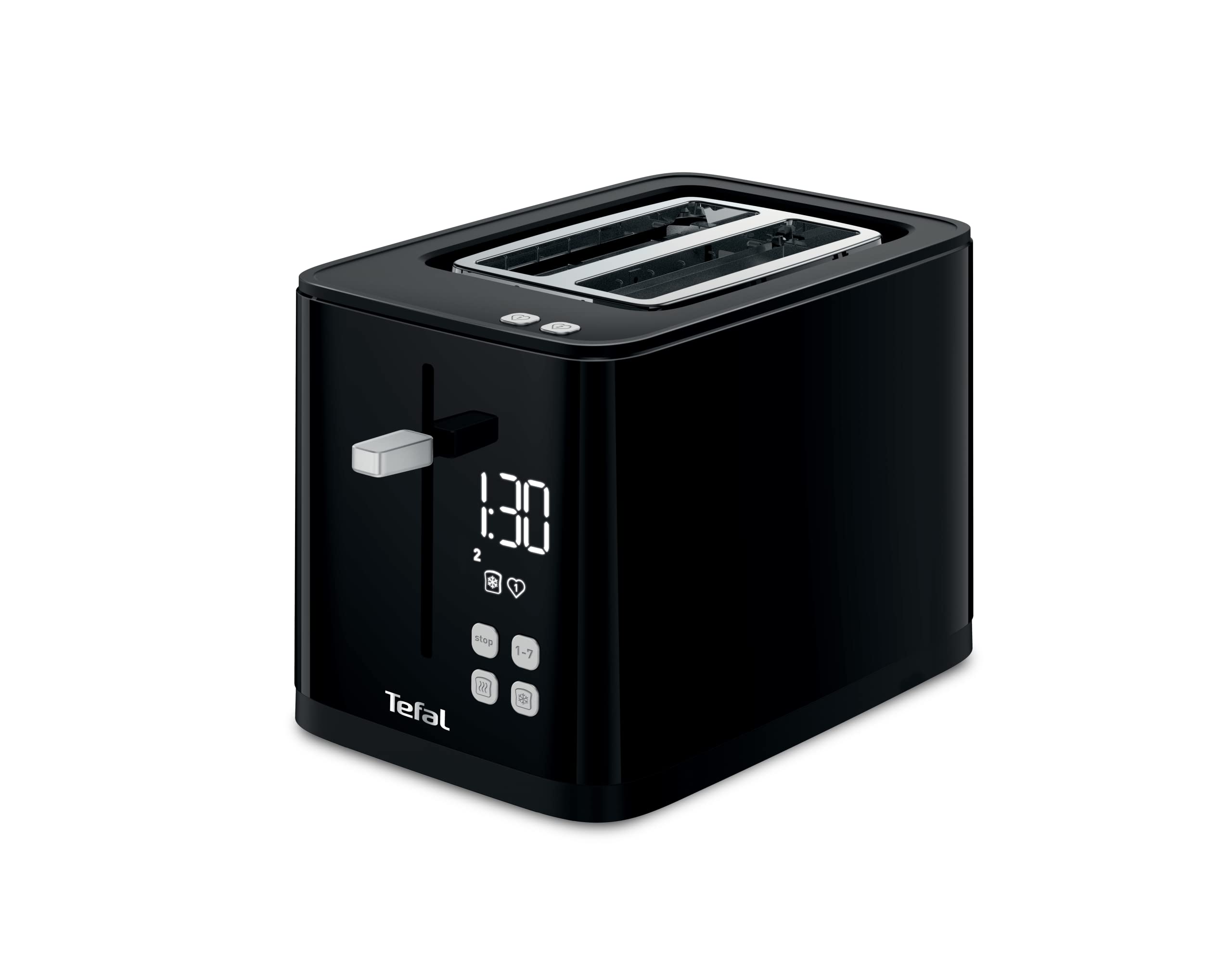 TEFAL Toaster | SmartN'Light Digital Toaster | 2 Slots | 850 W | 7 Levels of Toasting | Defrot and Reheat Functions | Settings Saving Function | Safe to Touch | BLACK | 2 Years Warranty | TT640840