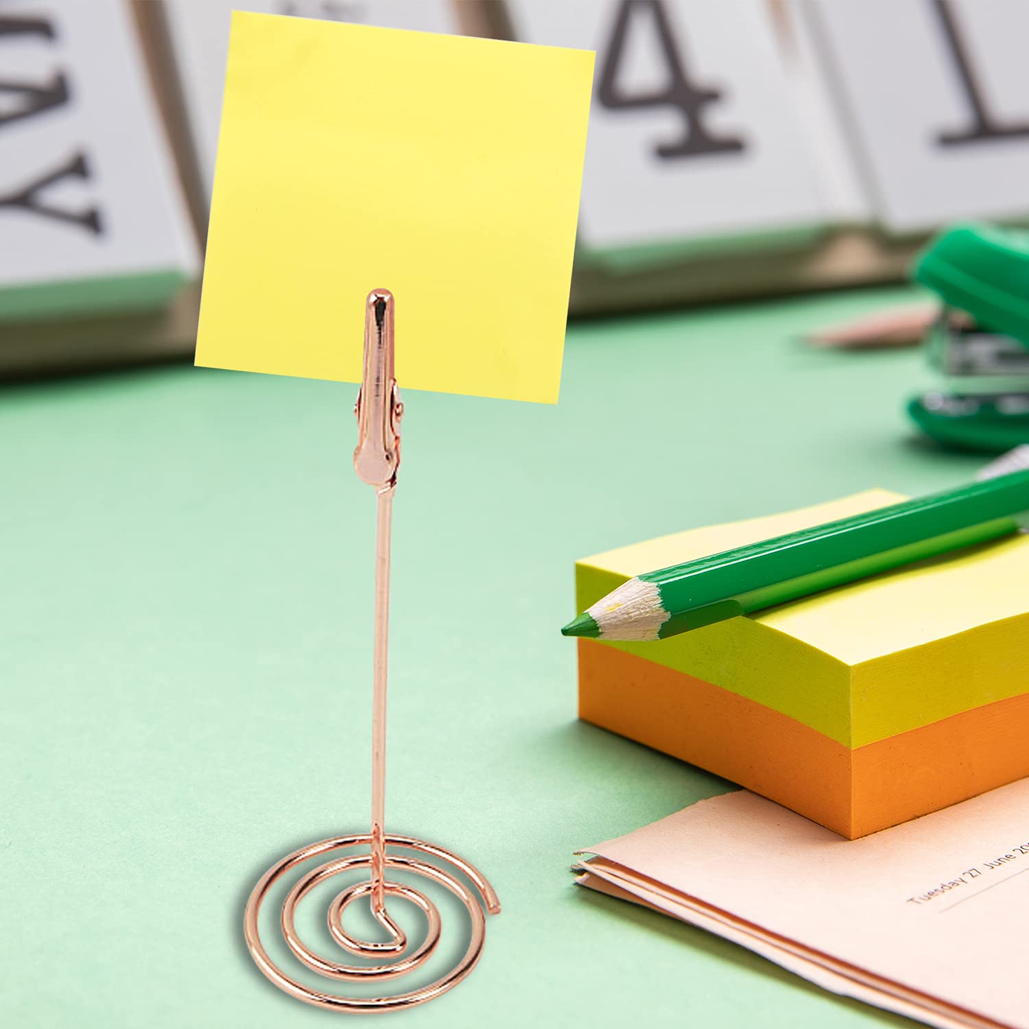 12 Clip Porta Messaggio Con Base - Supporto Per Foto E Note, Per Matrimoni E Ufficio, Oro - Foto 14