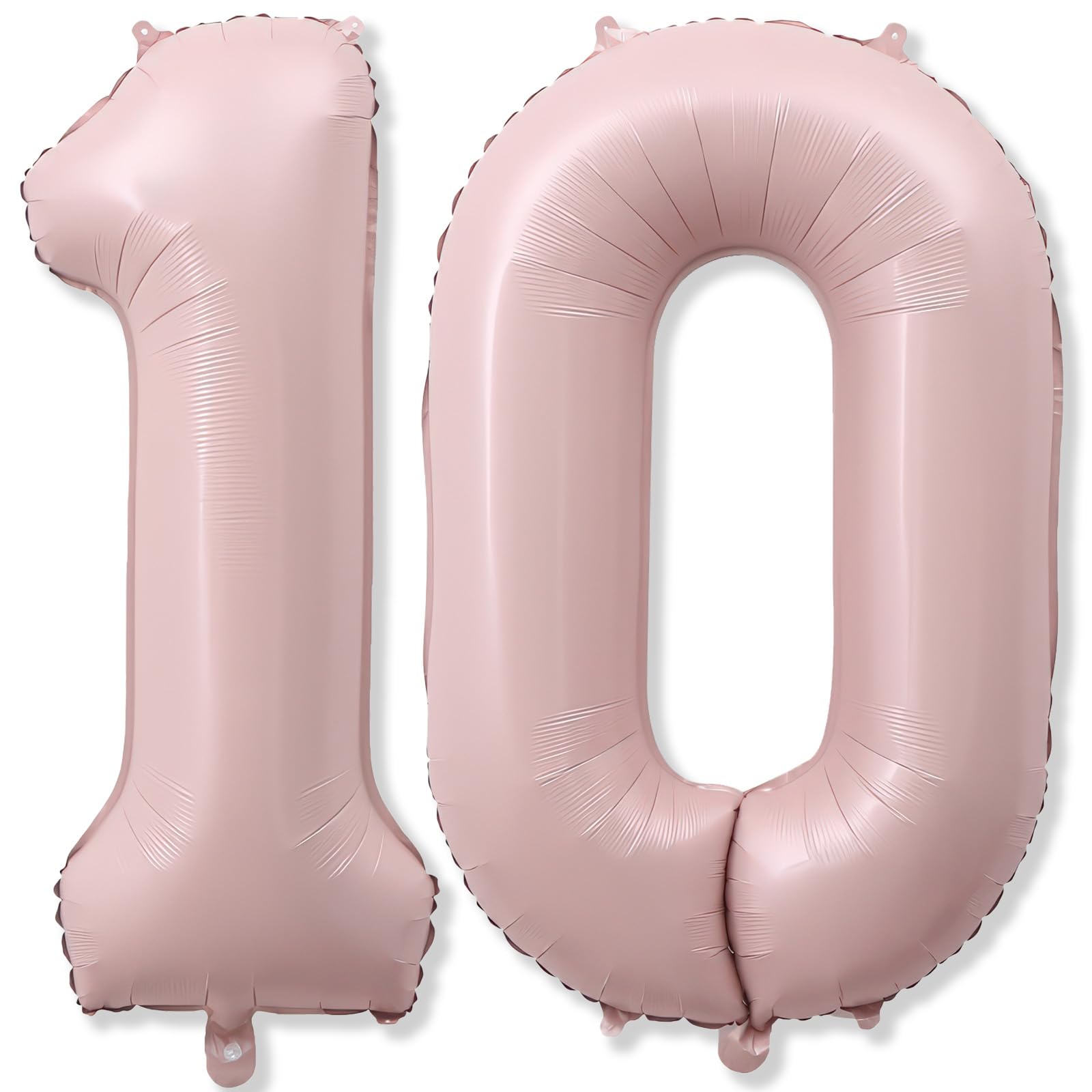 Pastel Pink Balloons Number 10, 40 Inch Foil Number 1 &amp; 0 Balloons for 10 Year Old Birthday Decorations, Self Inflating Blush Dusty Pink Balloon for Girls 10th Birthday Party Anniversary Decorations