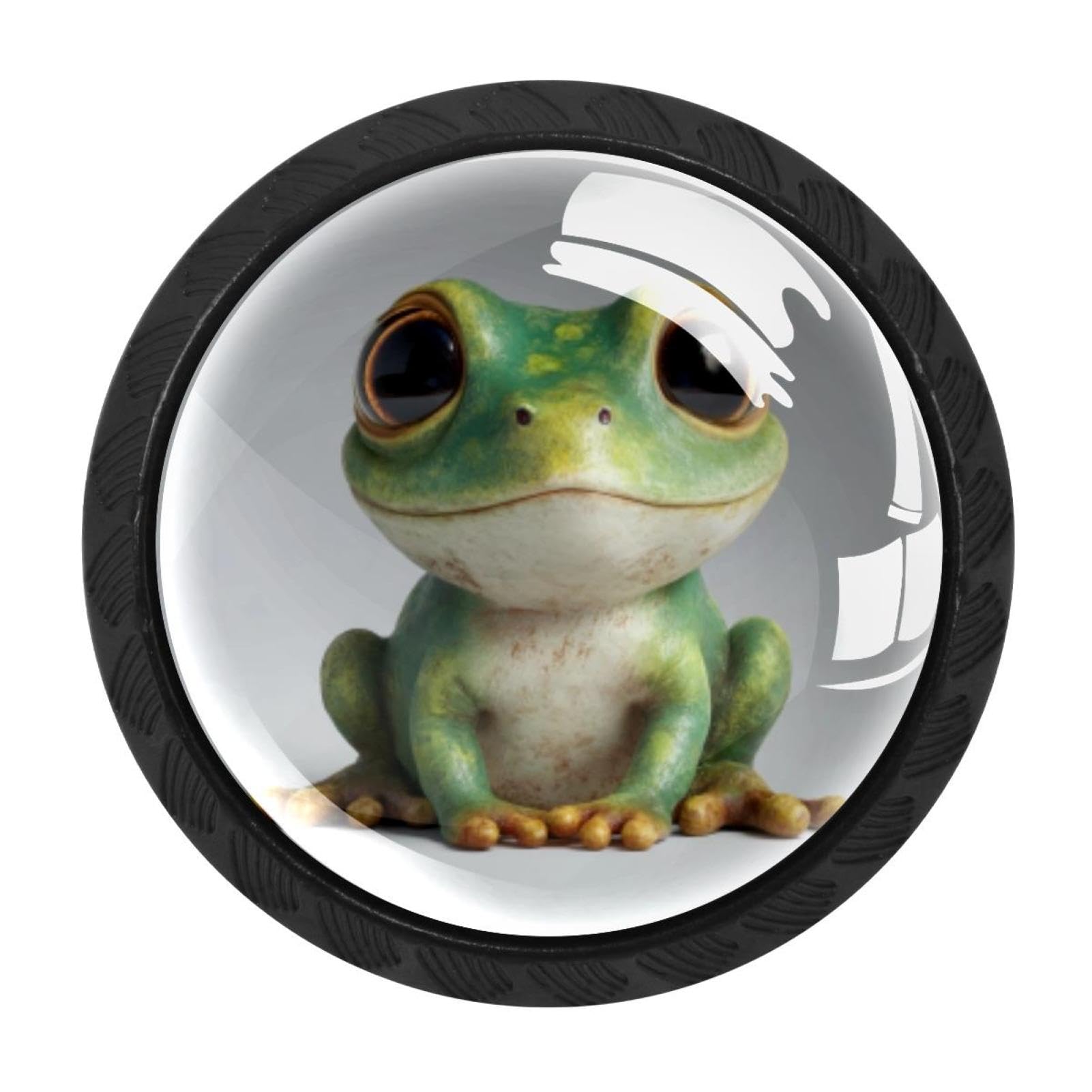 CHENZZZZ 4 Pieces Cute Frog (3) Kitchen Cabinet Knobs Drawer Knobs Dresser Knobs Black Knobs Drawer Pulls Dresser Drawer Handles Knobs for Dresser Drawers