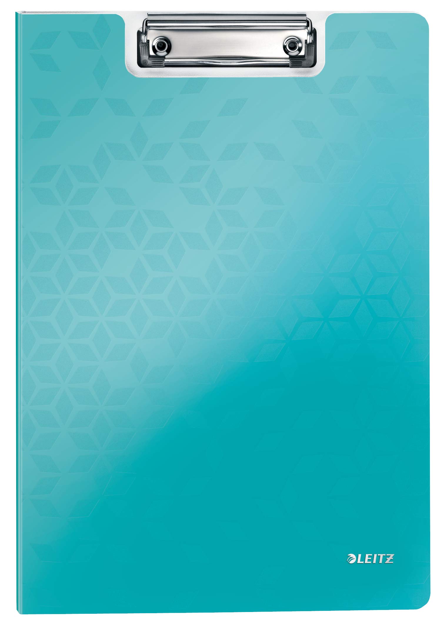 Leitz 41990051 A4 Clipfolder with Cover, Lightweight Polyfoam, WOW Range, Metallic Ice Blue