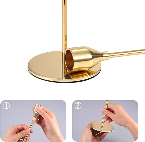 Miniatura 6 de PNAVMG Portavelas dorados para velas cónicas, juego de 6 modernos palitos decorativos para centro de mesa, boda, comedor, fiesta (velas no incluidas)