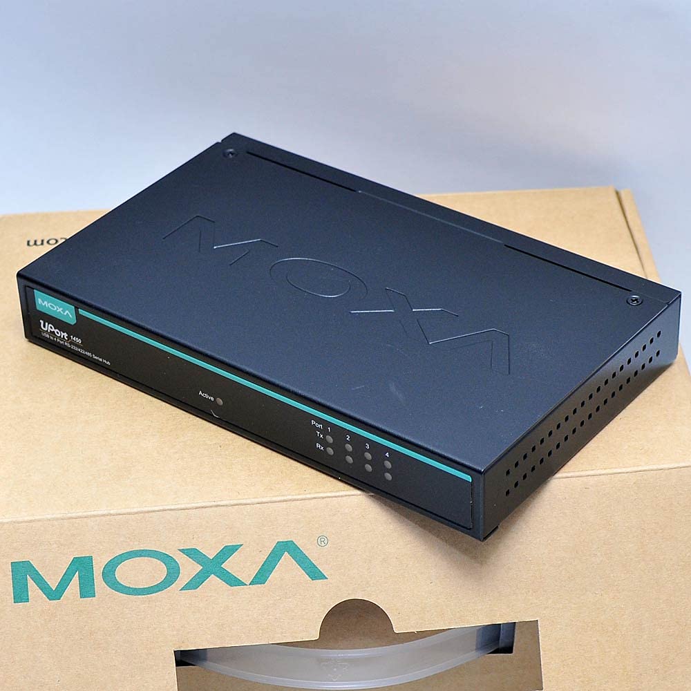 MOXA UPort 1450-4 Ports RS-232/422/485 USB-to-Serial Converter, USB 2.0 Hi-Speed, 921.6Kbps, 15KV ESD Protection, Mini DB9F-to-TB