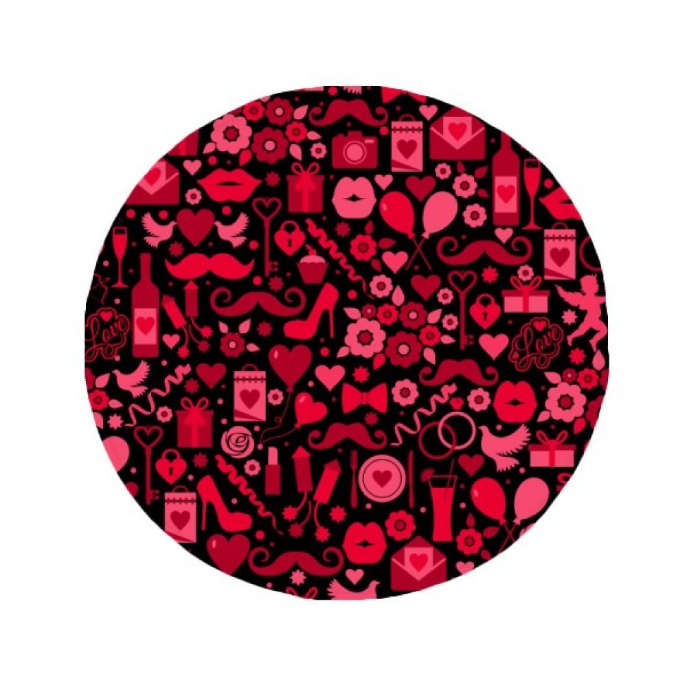 Tapis de sol rond 80cm antidérapant avec motif de cœurs noirs et lèvres