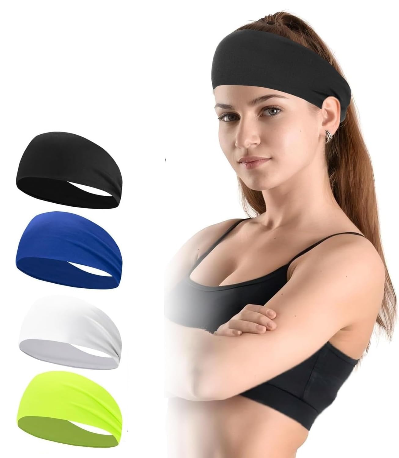 PAROPKAR Elastic Headband Sweatband & Sports Headband for Running Cycling Gym Yoga Basketball - Stretchy Moisture Wicking Unisex Hairband-image-23