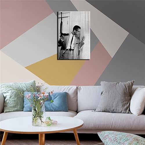 Miniatura 3 de awu Malcolm X - Póster de lienzo enmarcado y sin ramificar, arte de pared para decoración del hogar, habitación, 265 (12 x 18 pulgadas, sin marco)