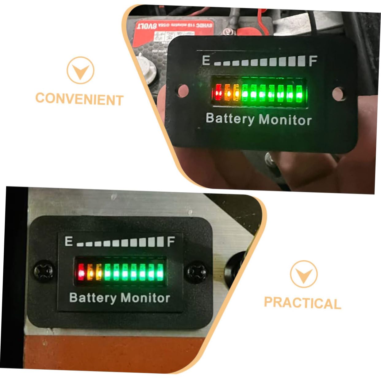 3 Juegos Medidor De Bateria De Vehiculo Electrico Baterias Medidor De Bateria Para Carrito De Golf Herramienta De Visualización De Batería Medidor De Batería Componente Electrónico jojofuny