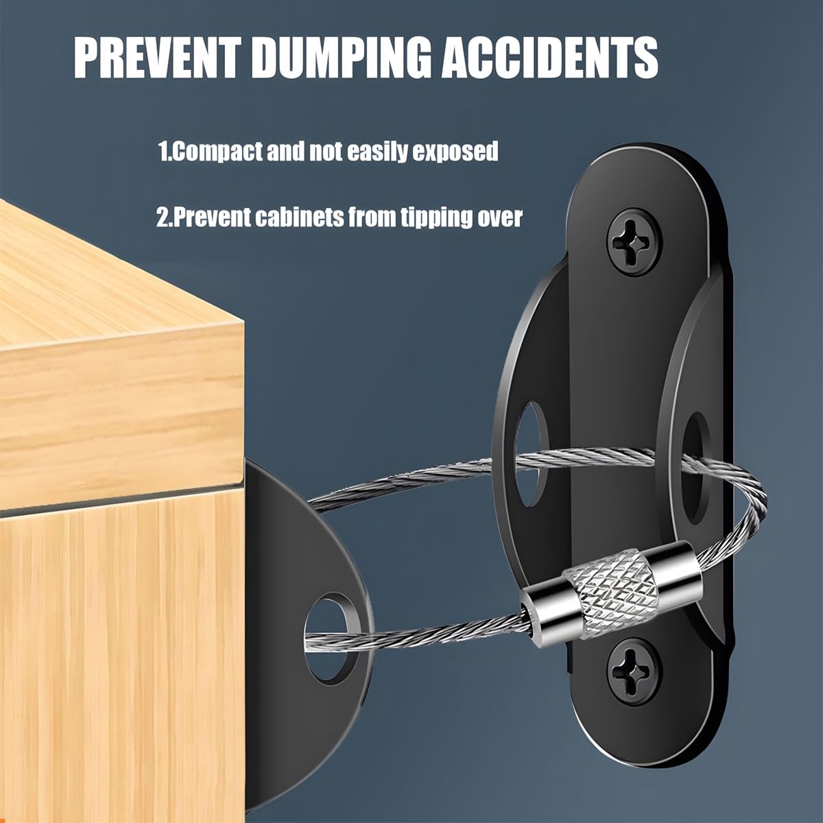 6PCS Furniture Anchors Metal Furniture Straps Anti Tip Safety Wall Anchor for Proofing Black Furniture Secure for Cabinet, Wardrobe, Drawers, Dresser, Bookshelf