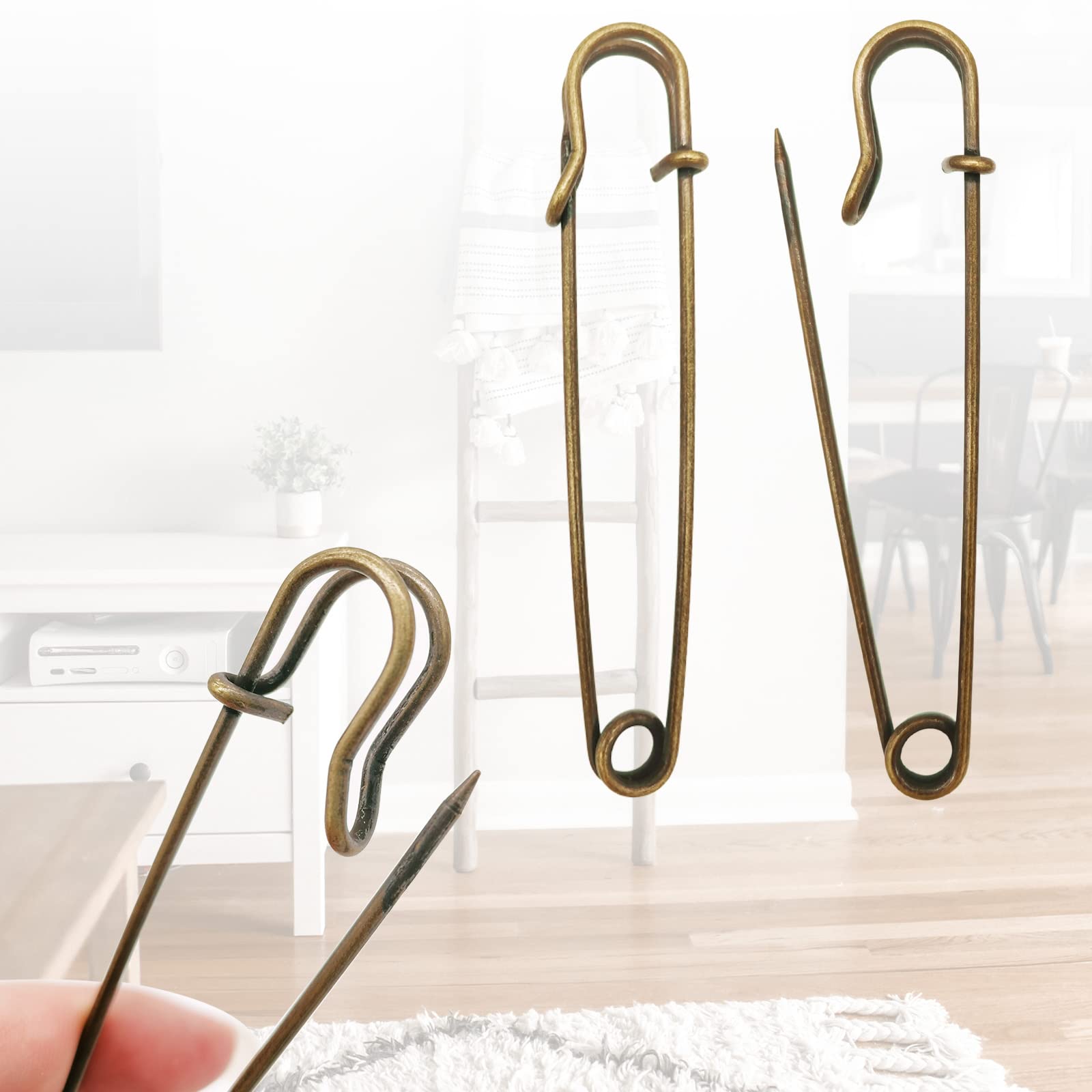 Lot De 12 Grandes épingles à Nourrice Très Résistantes Pour Vêtements, Cuir, Travaux Manuels, Toile, Couvertures, Châles, Kilts (60 Mm, Argenté