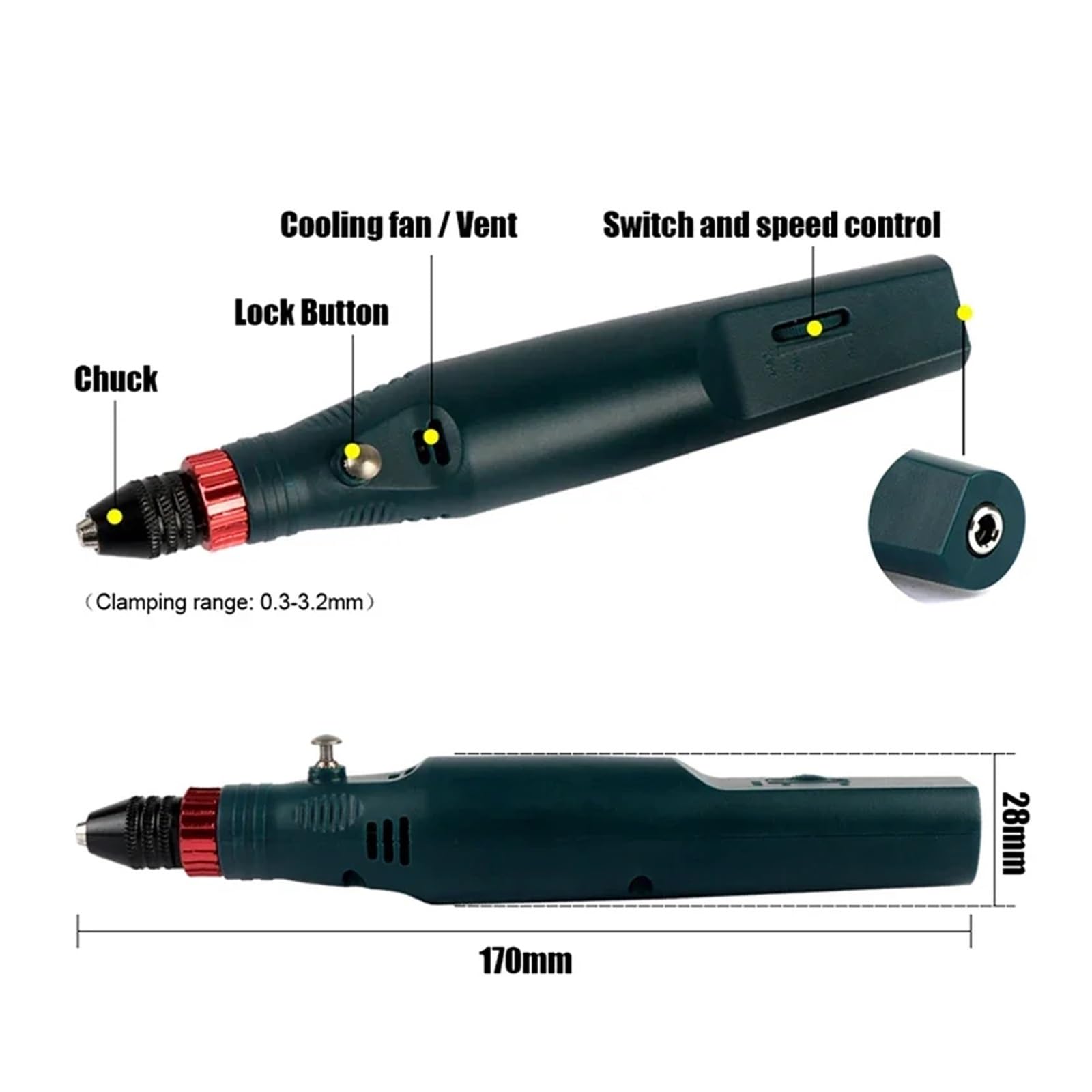 Mini perceuse électrique 12V 24W, outils électriques, perceuse, meuleuse, ensemble d'accessoires de meulage, perceuse à main 2000-18000 tr/min(Set 2-20PCS)