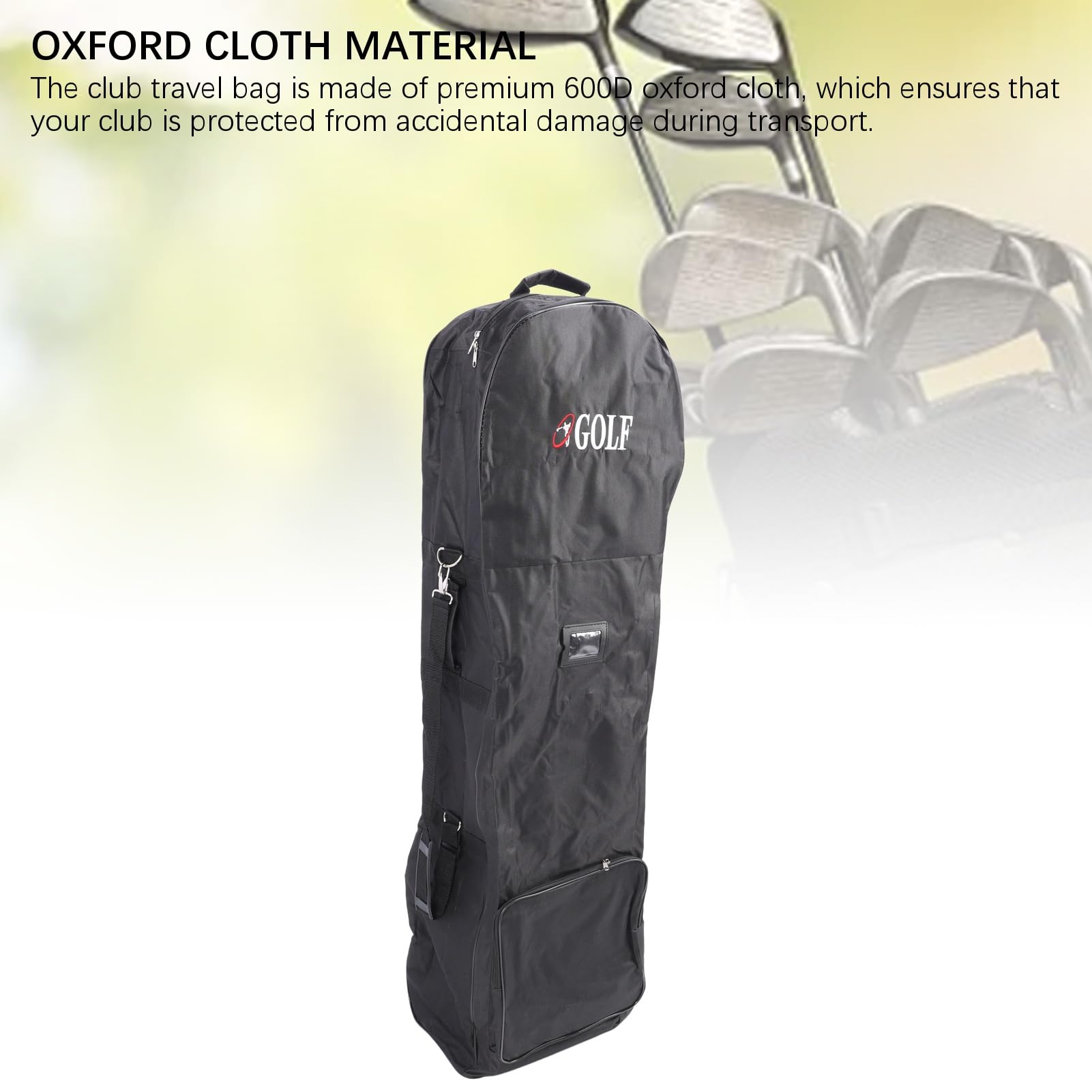 Sac de Voyage de Golf en Tissu Oxford 600D Pliable avec Roue et Poche de Rangement Noir