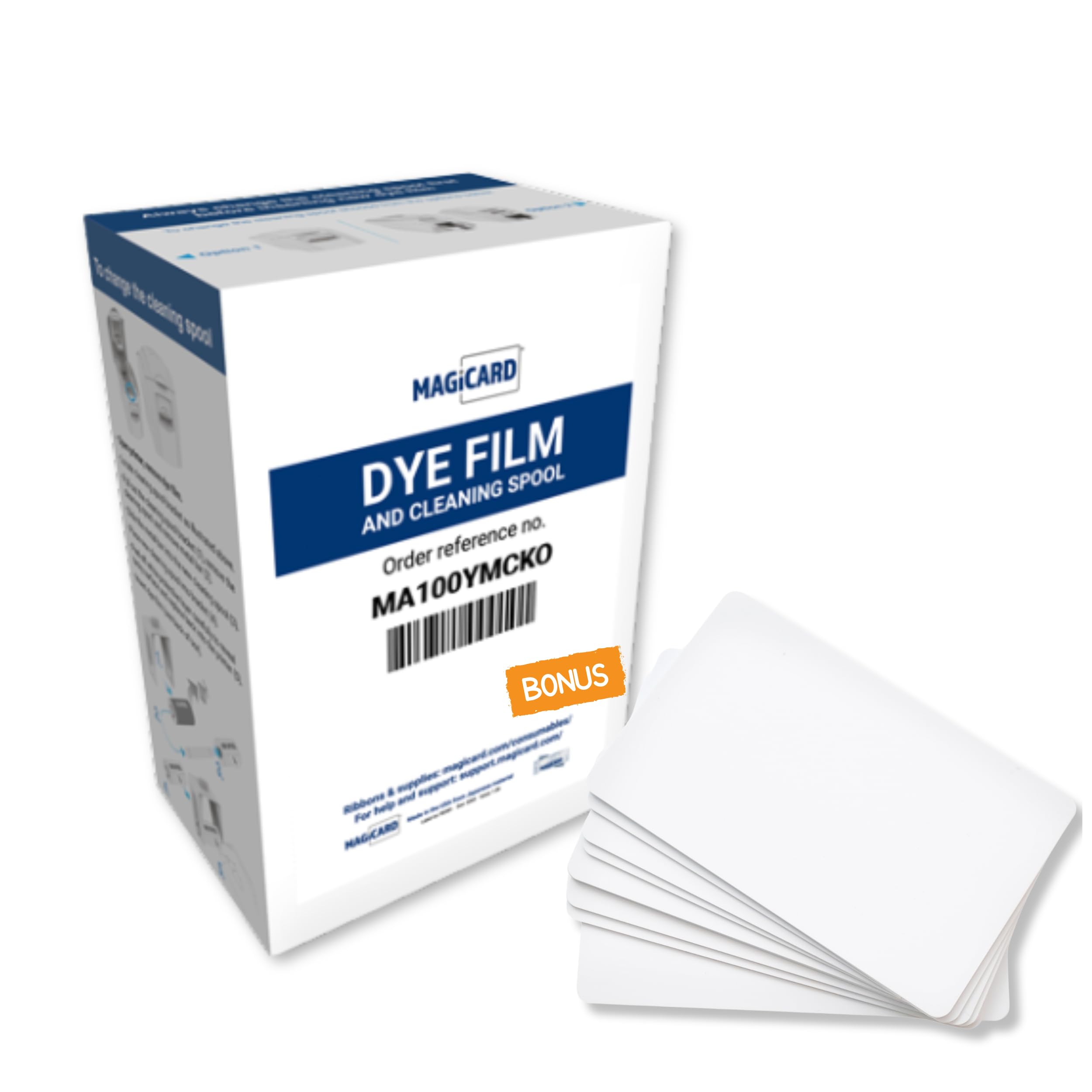 2 Pack - MAGICARD MA100YMCKO Color Ribbon - 100 Prints - Genuine YMCKO Full Color ID Printer Dye Film for Legacy Magicard Pronto, Enduro, Rio Pro, Card Printers with 20 Specialist ID Test Cards