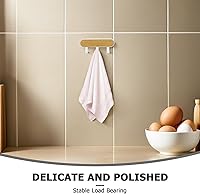 Vista 6 de 6PCS Self-Adhesive Wall Hooks: Space Saving Multi-Hook Rack - Bedroom Hanging Rack - Wooden Coat Hat Hanger Organizer for Bathroom Hallway