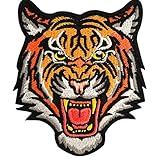 Sew On Clothing Patch, The Roaring Bengal Striped Tiger Decorative Hook & Loop Embroidered Patch for...