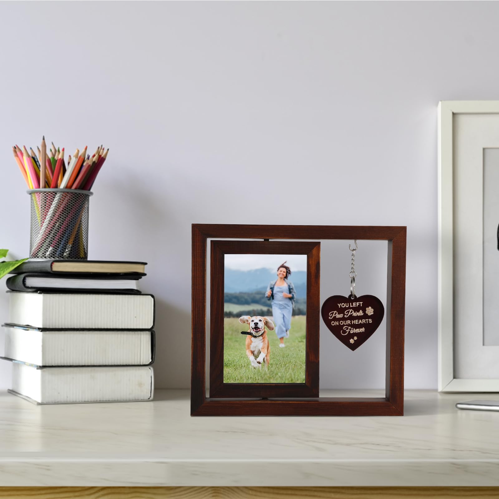 Cornice Per Foto Per Animali Domestici - Legno Intagliato Con Zampa Di Cane - 23x21x4 Cm - Per Foto 4x6 Cm - Regalo Commemorativo - Foto 3