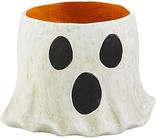 ハロウィンゴースト花瓶、かわいいゴーストキャンディボウル、2024 新樹脂ゴーストバケツ、面白いゴーストプランター、おやつバケツ屋外ガーデンデコレーション(20X20X16CM)