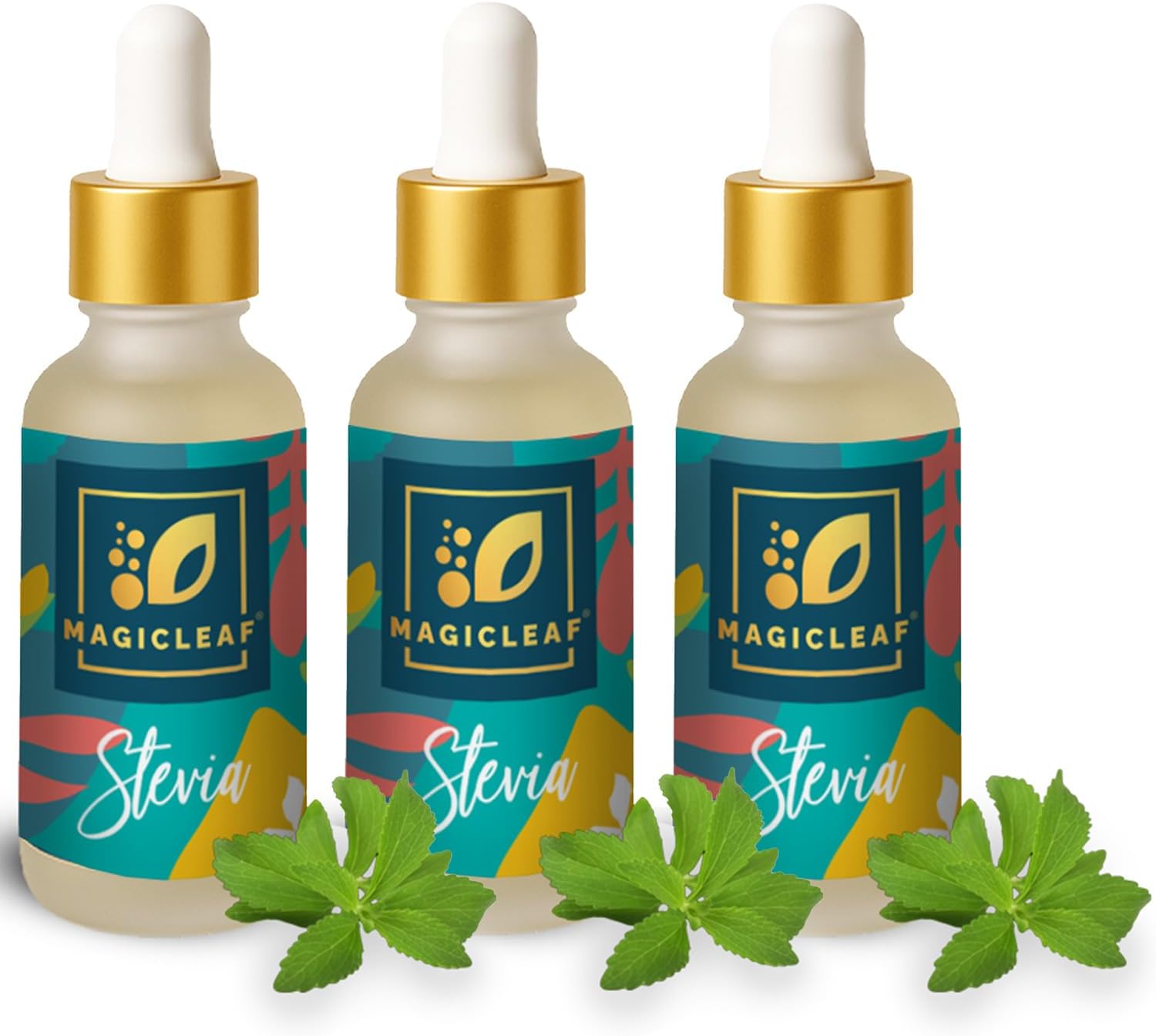 Magic Leaf Sugar Free Stevia Drops, 30 ml (Pack of 3), Natural Origin Sweetener with Stevia Leaf Extract, for Weight Watchers, Zero Calorie, Non GMO, Stevia Based Liquid Sweetener