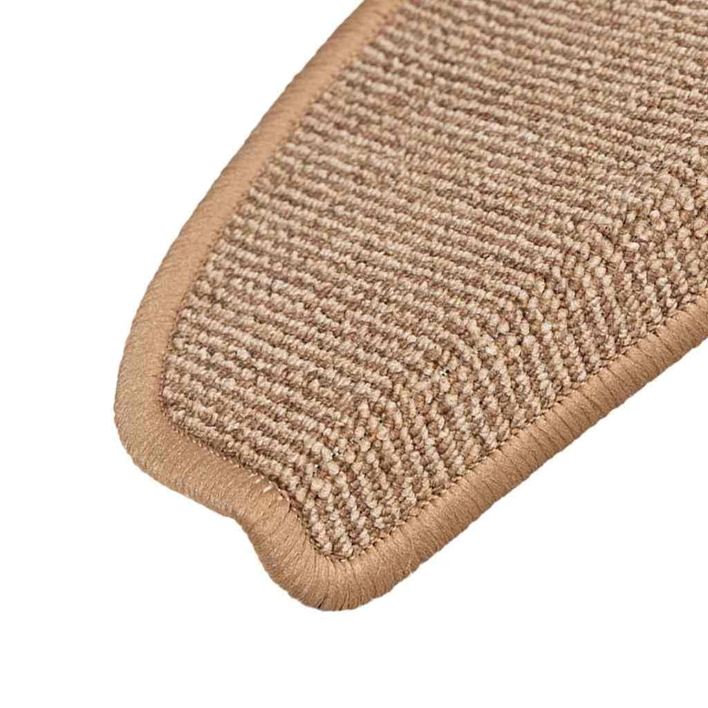 Tapis d'Escalier 15 Pièces 65x21x4 cm Brun Clair Antidérapant PP