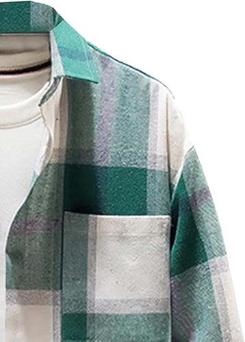 Miniatura 3 de Franelas para hombre, camisa ligera a cuadros, camisas de manga larga para otoño, camisas casuales con cuello abotonado, camisas de vestir sueltas